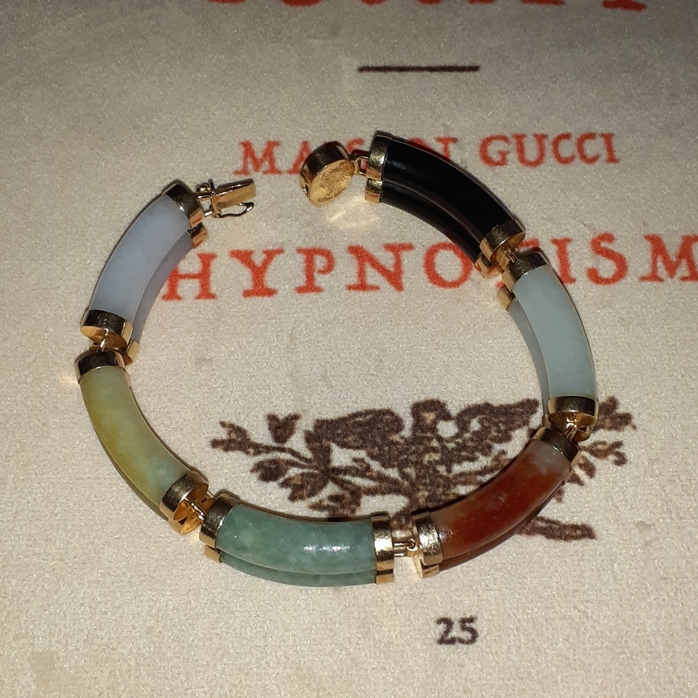 14K GOLD GENIUNE JADE BRACELET